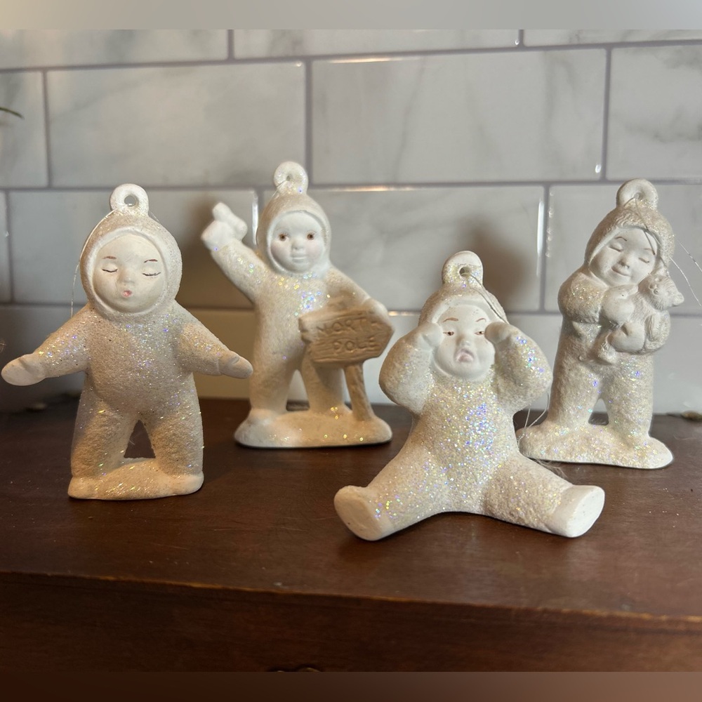 Department 56 set of 4 SnowBabies Ornaments for Christmas Christmas Tree Winter